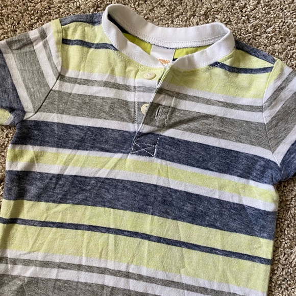 Gymboree toddler boy striped henley short sleeve tee shirt size 18-24 months - Picture 2 of 4